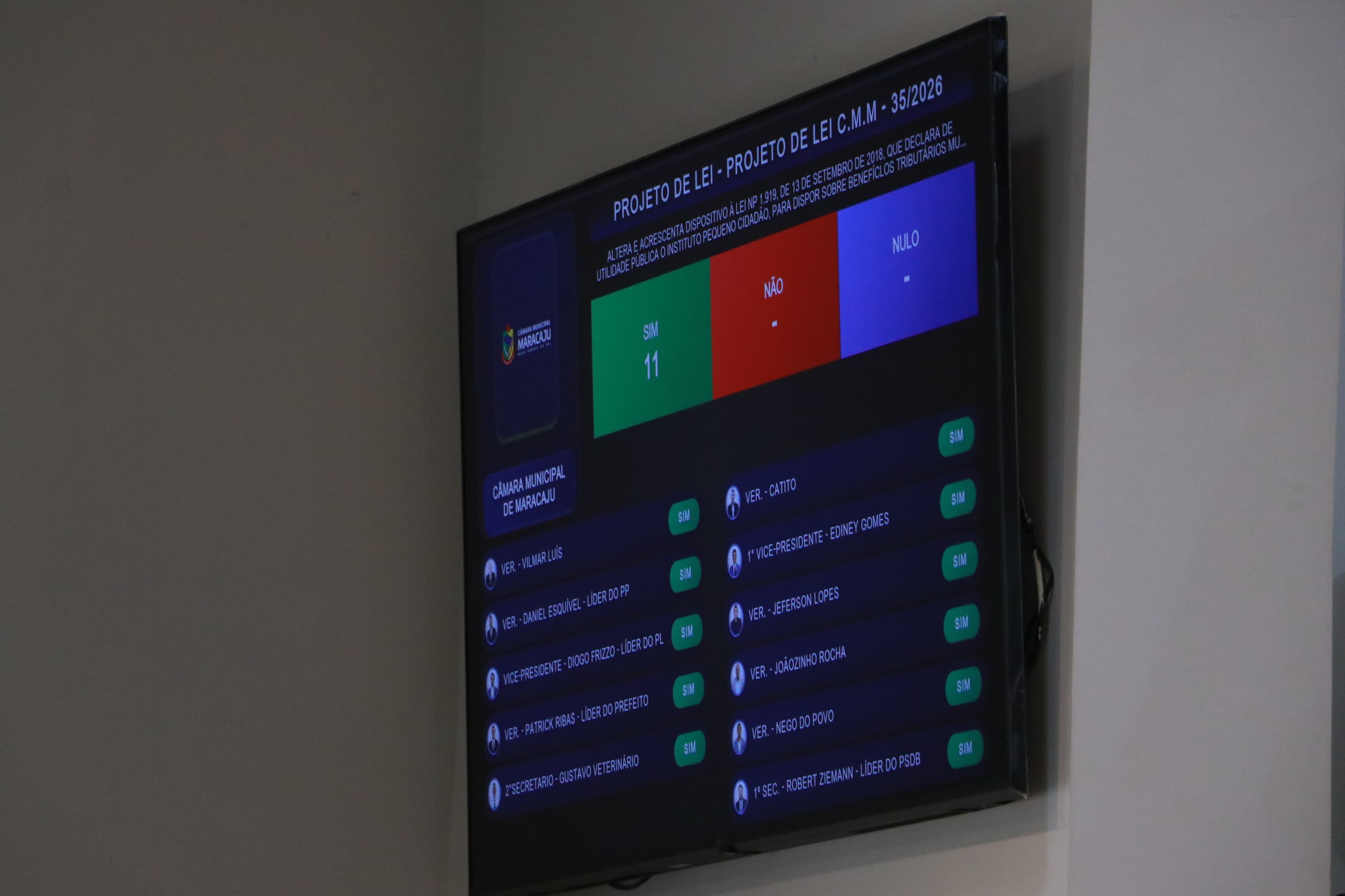 27ª Sessão Ordinária de Maracaju reúne vereadores nesta segunda-feira